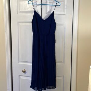 Asos Size 6 Navy Blue Spaghetti Straps & Bow Tie Mdi Dress